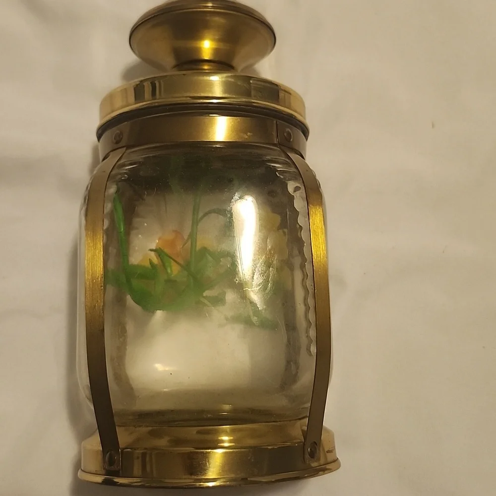 Vintage Hazel-Atlas Brass and Glass Decorative Jar